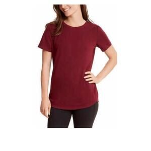 Danskin Shirt Womens Medium Garnet Red Short Sleeve Shirt Top Size. M.  AY